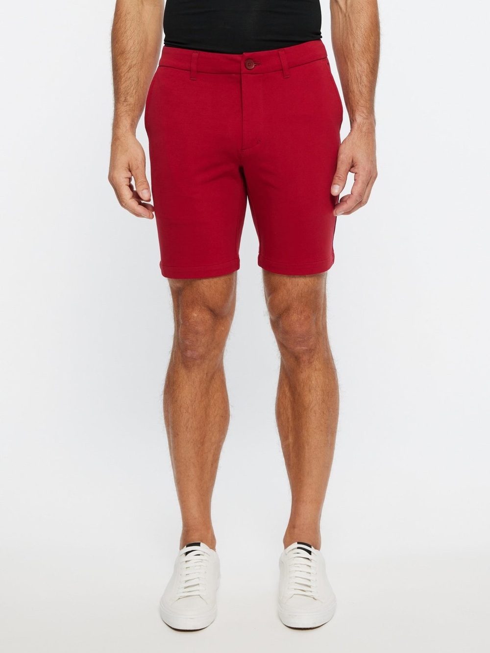 Postmarc Men's Flat-Front  8”Red Stretch Knit Shorts